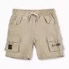 Gini And Jony Boys Beige Solid Cotton Shorts Elasticated