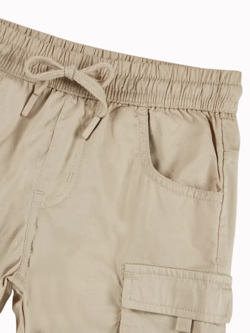 Gini And Jony Boys Beige Solid Cotton Shorts Elasticated