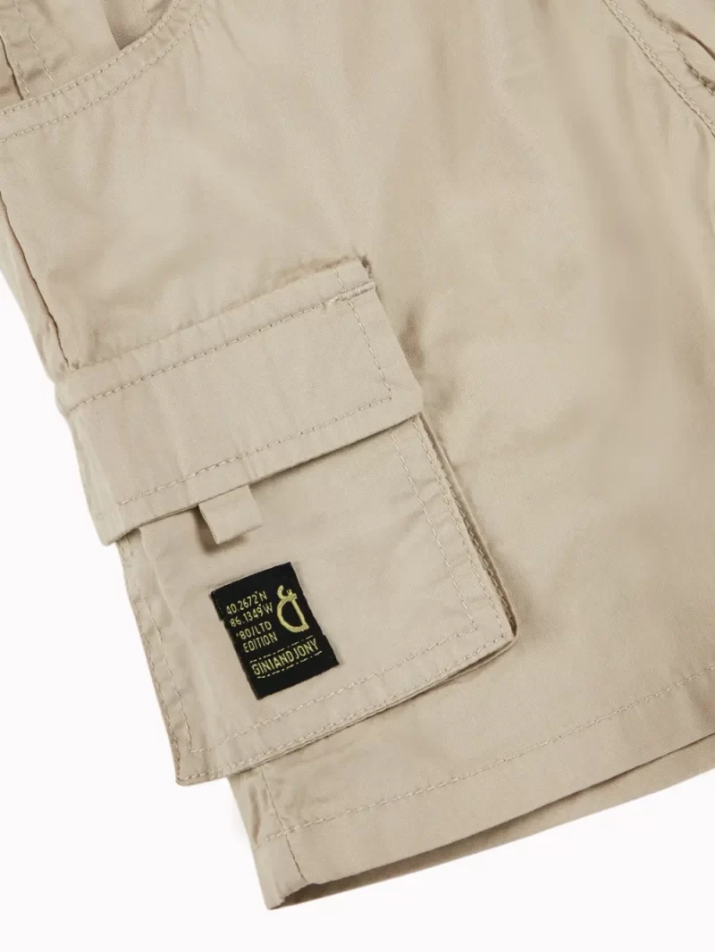 Gini And Jony Boys Beige Solid Cotton Shorts Elasticated