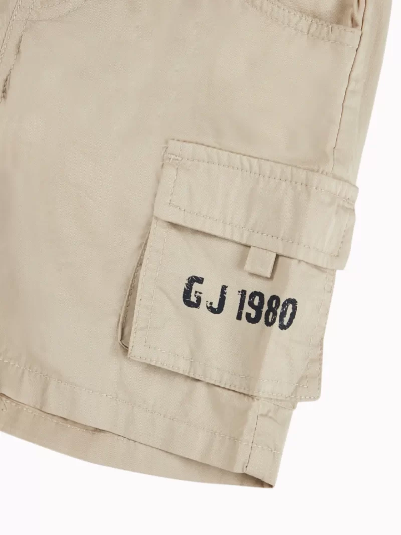 Gini And Jony Boys Beige Solid Cotton Shorts Elasticated