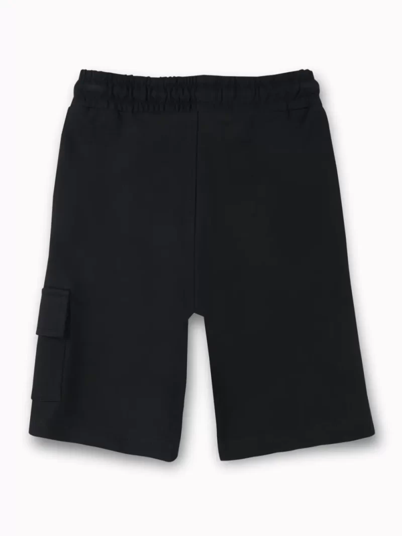 Gini And Jony Boys Black Typographic Print Cotton Bermuda Elasticated
