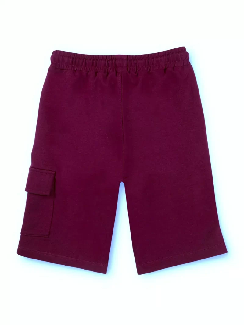 Gini And Jony Boys Burgundy Typographic Print Cotton Bermuda Elasticated