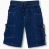 Gini And Jony Boys Dark Blue Solid Denim Bermuda Elasticated