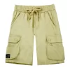 Gini And Jony Boys Beige Solid Cotton Bermuda Elasticated