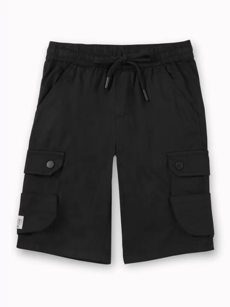 Gini And Jony Boys Black Solid Polyester Bermuda Elasticated
