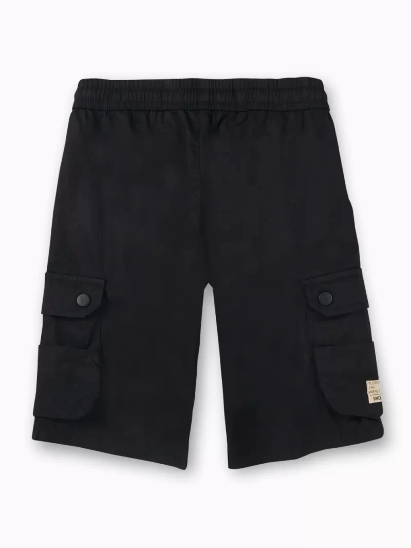Gini And Jony Boys Black Solid Polyester Bermuda Elasticated