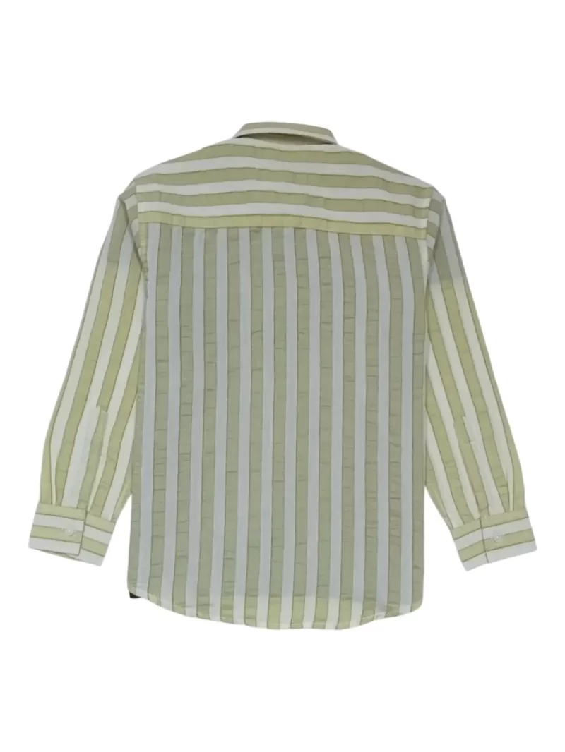 Gini And Jony Boys Green Stripes Cotton Shirt Full Sleeves
