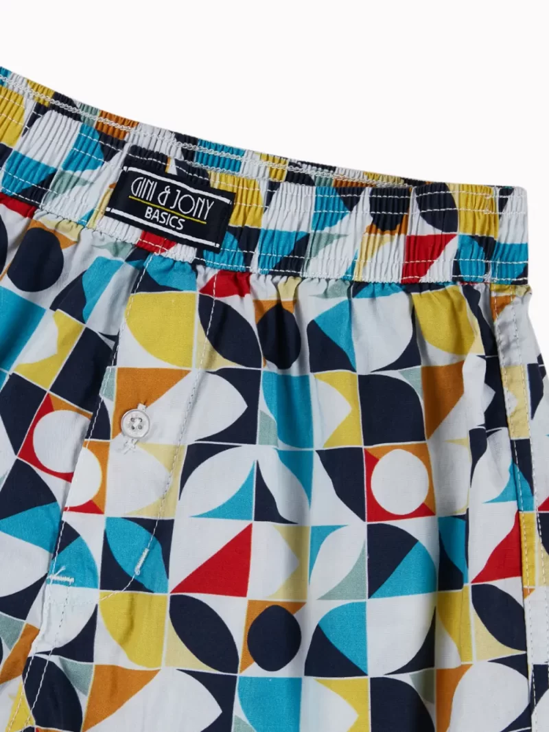 Gini And Jony Boys Blue Geometric Print Cotton Boxer Shorts Elasticated