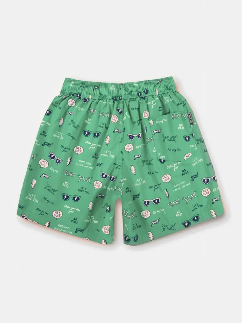 Gini And Jony Boys Green Conversational Print Cotton Boxer Shorts Elasticated