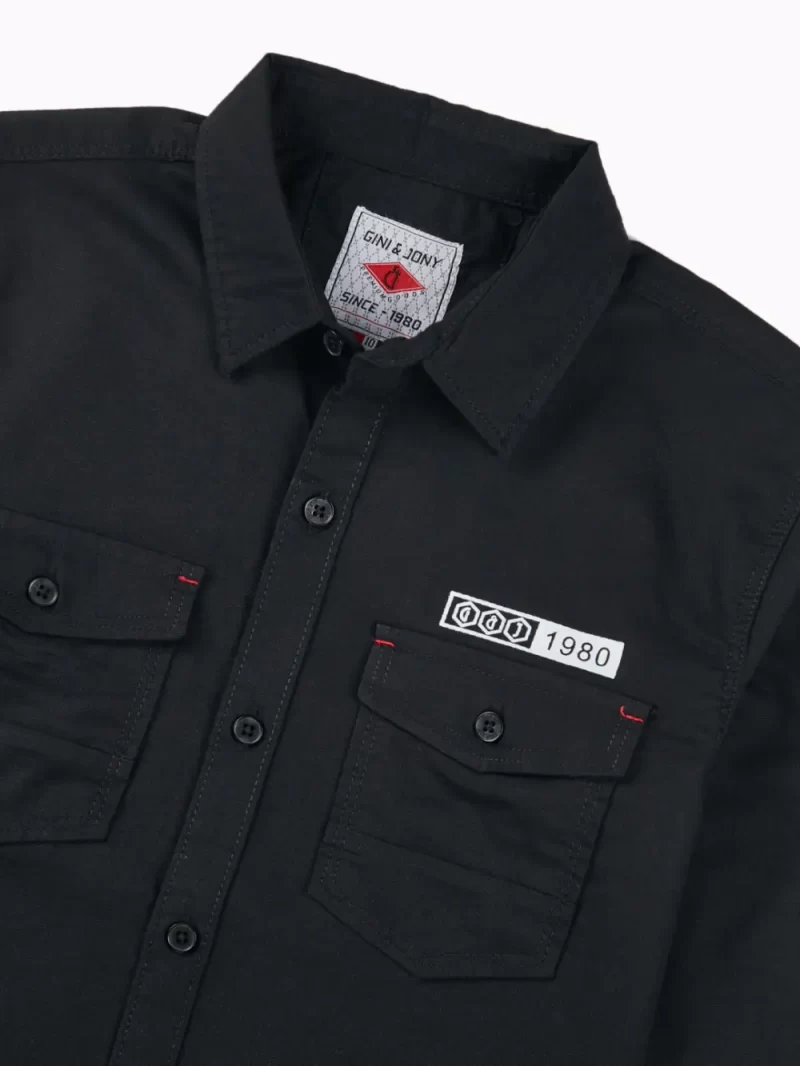 Gini And Jony Boys Black Solid Cotton Shirt Full Sleeves