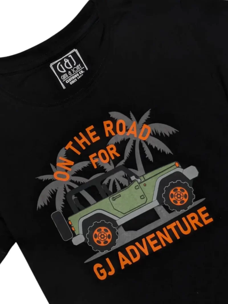 Gini And Jony Boys Black Graphic Print Cotton T-Shirt Half Sleeves