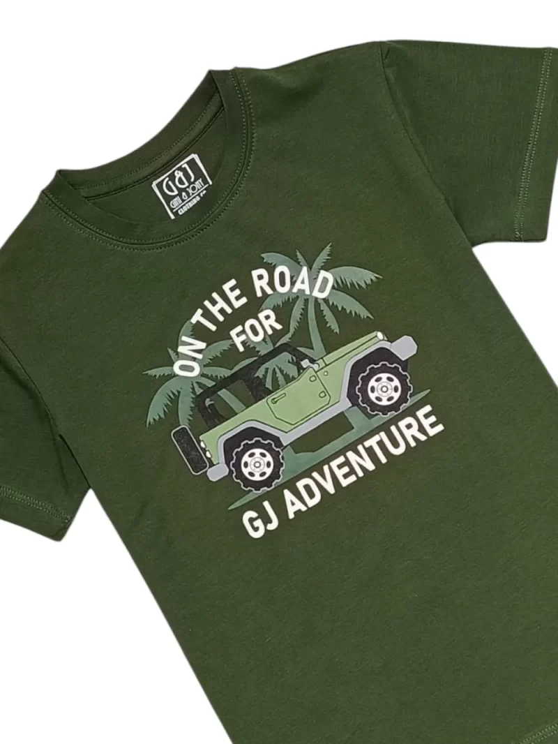 Gini And Jony Boys Dark Green Graphic Print Cotton T-Shirt Half Sleeves