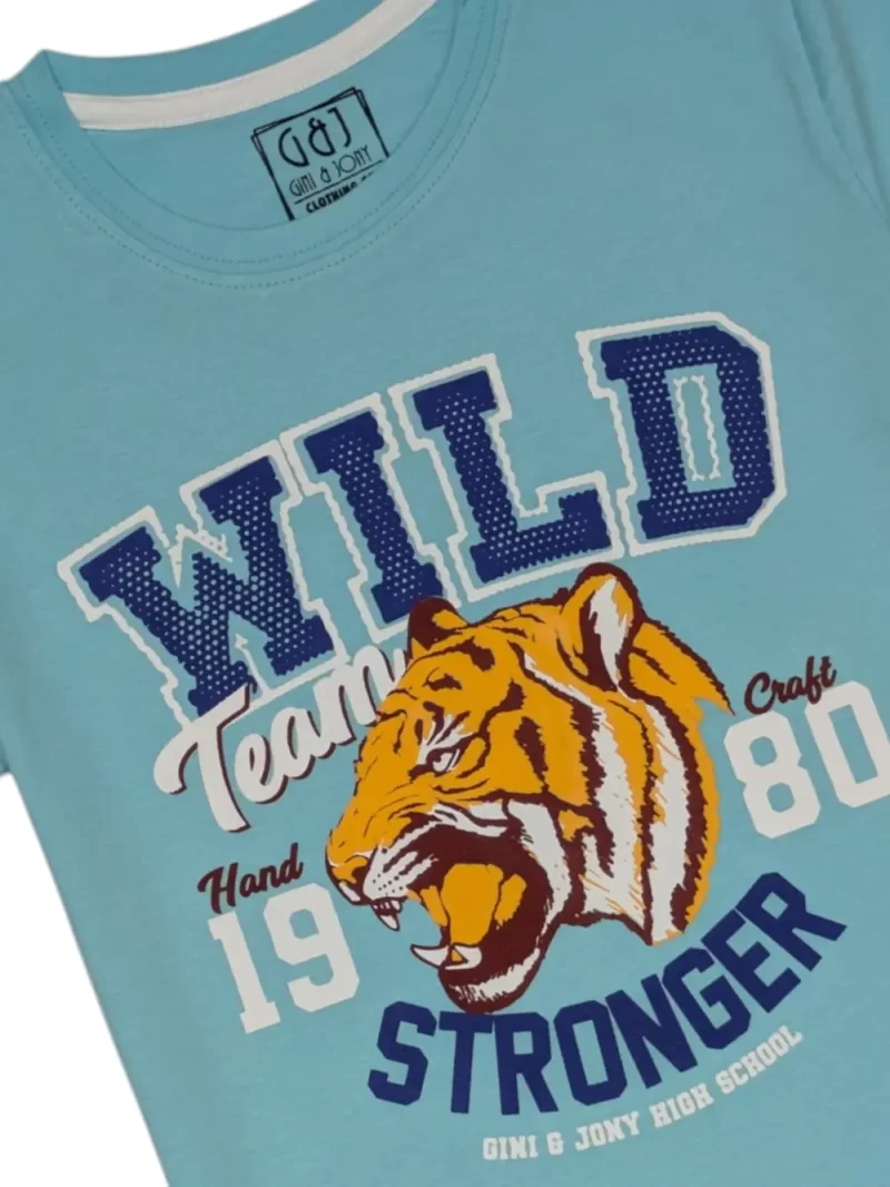 Gini And Jony Boys Blue Graphic Print Cotton Co-Ordinate Half Sleeves