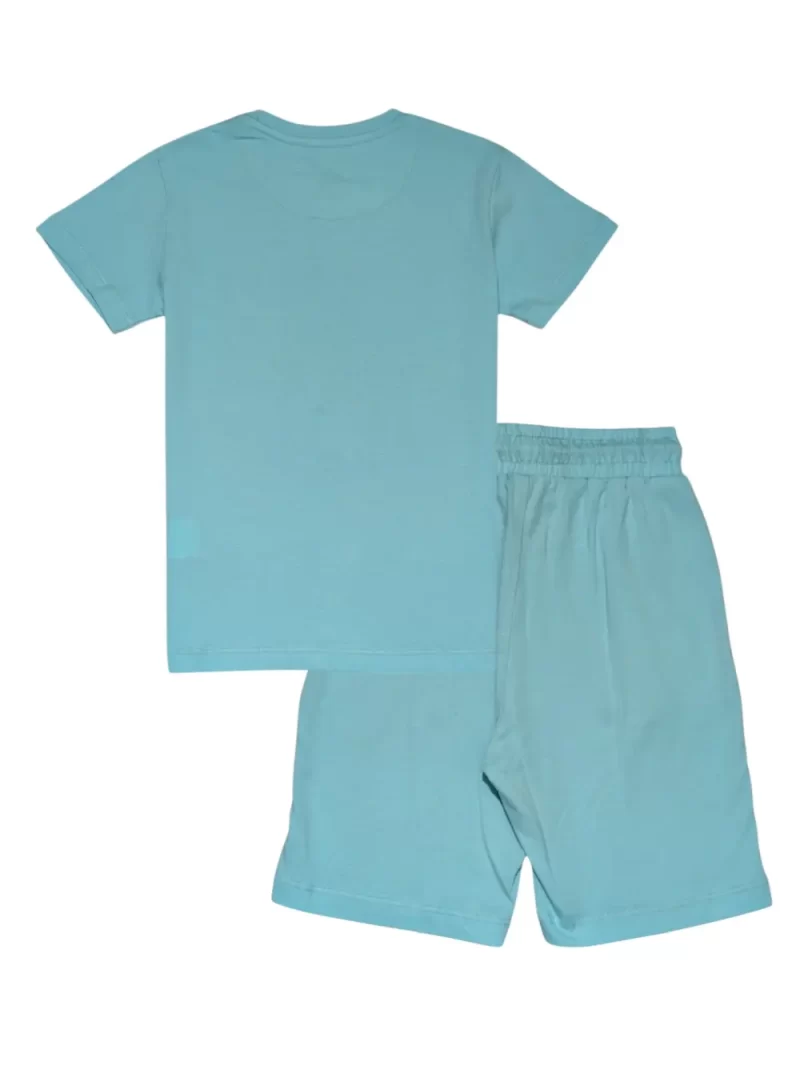 Gini And Jony Boys Blue Graphic Print Cotton Co-Ordinate Half Sleeves