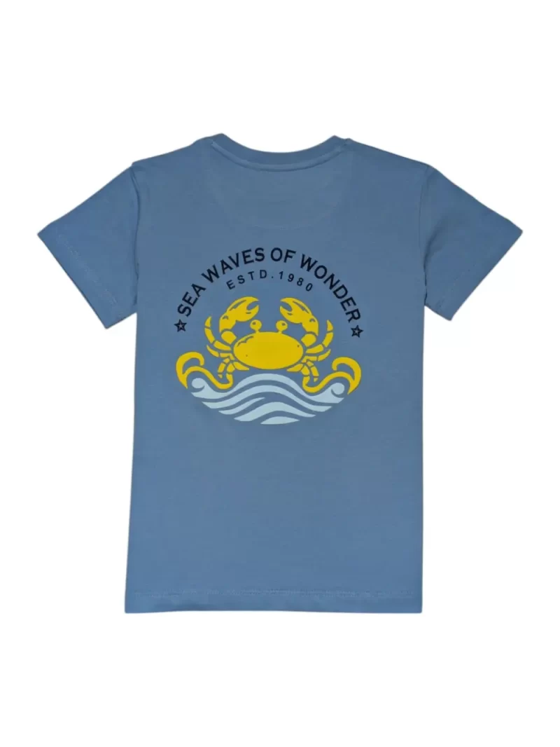 Gini And Jony Boys Blue Graphic Print Cotton T-Shirt Half Sleeves