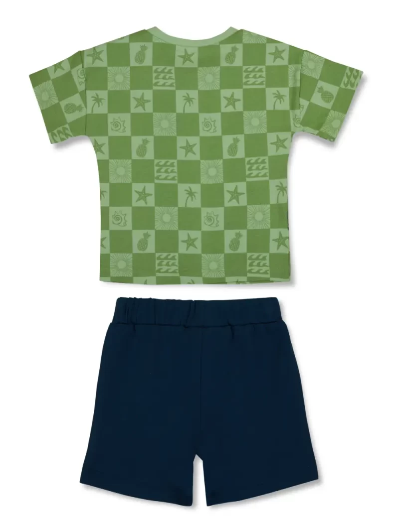 Gj Baby Boys Green Conversational Print Cotton Baby Set Half Sleeves