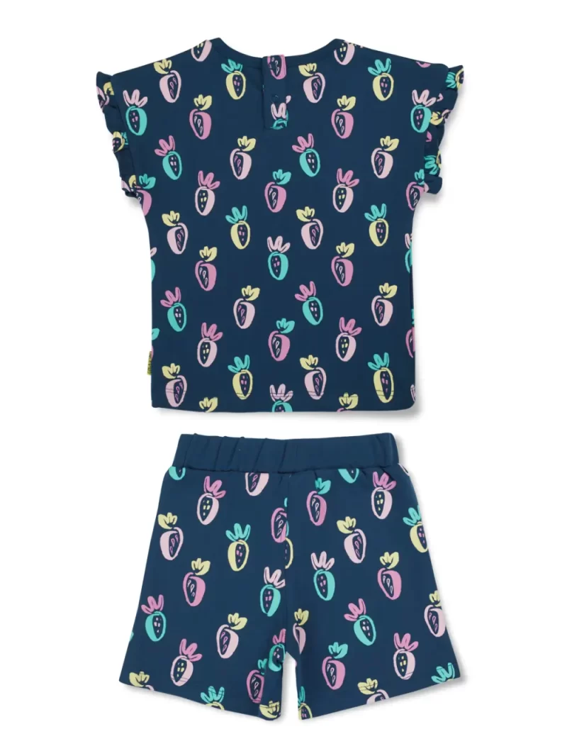 Gj Baby Girls Navy Blue Conversational Print Cotton Baby Set Half Sleeves