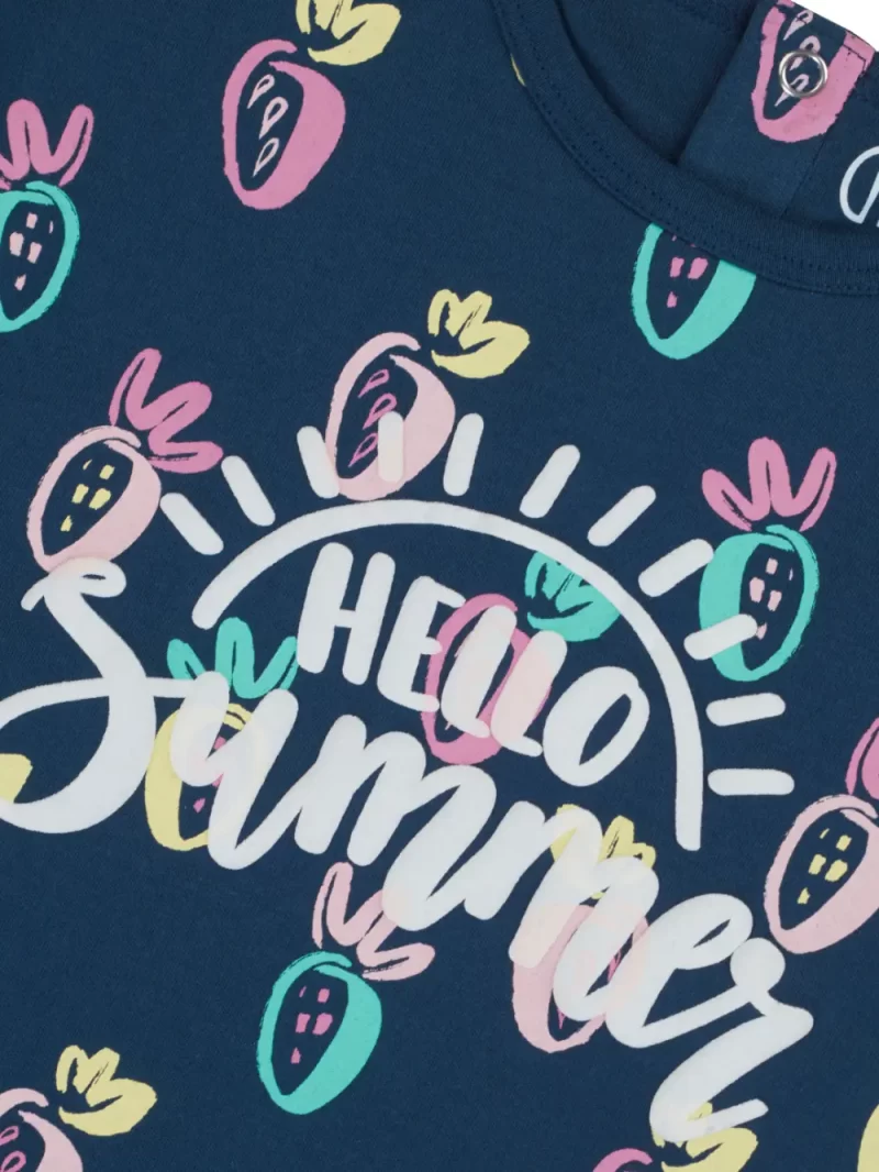 Gj Baby Girls Navy Blue Conversational Print Cotton Baby Set Half Sleeves