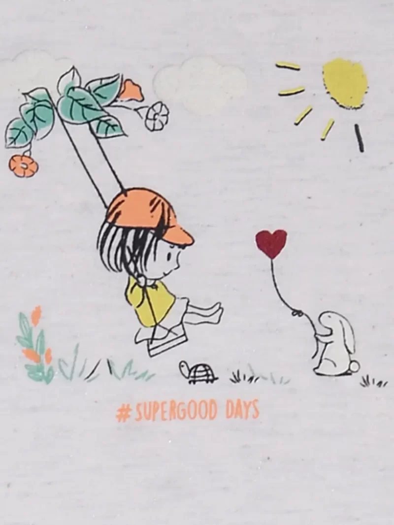 Gj Baby Girls White Graphic Print Cotton Cordinate Half Sleeves