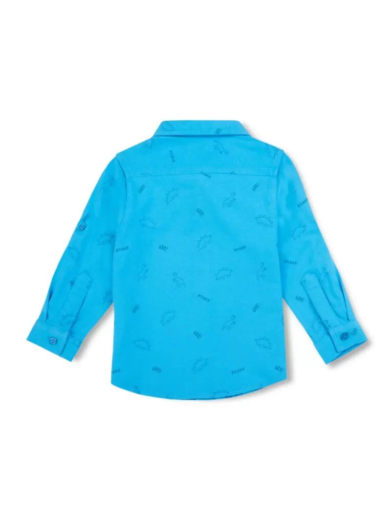 Gj Baby Boys Blue Conversational Print Cotton Shirt Full Sleeves