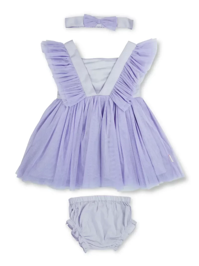 Gj Baby Girls Purple Solid Net Dress Sleeveless