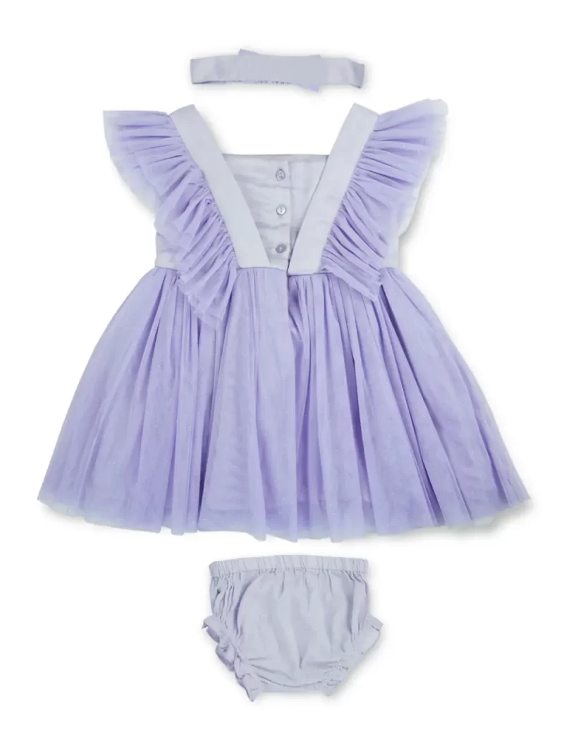 Gj Baby Girls Purple Solid Net Dress Sleeveless