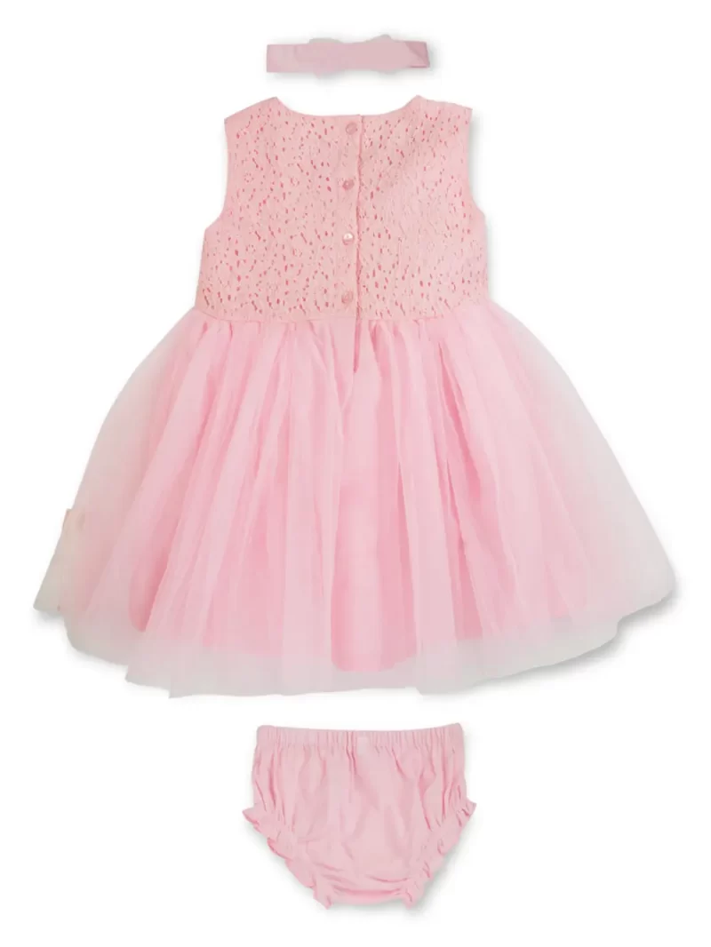Gj Baby Girls Pink Eyelet Net Dress Sleeveless