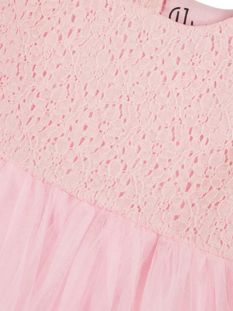 Gj Baby Girls Pink Eyelet Net Dress Sleeveless