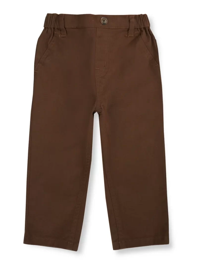 Gj Baby Boys Brown Solid Cotton Trouser Elasticated