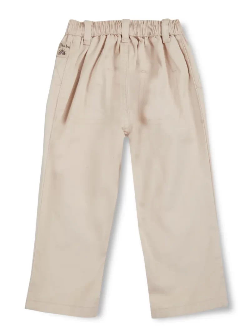 Gj Baby Boys Beige Solid Cotton Trouser Elasticated