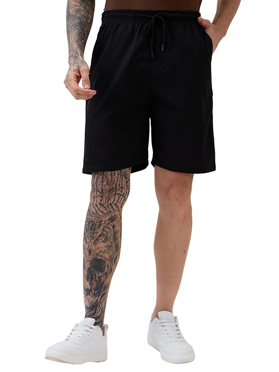 Status Quo Men'S Solid Basic Regular Fit Drawstring Shorts