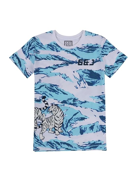 Gini & Jony Boys' Blue T-Shirt Knitshand-Wash Regular Fit