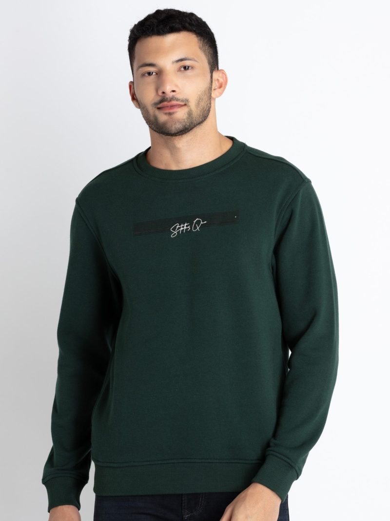 Mens Solid Round Neck Sweatshirt