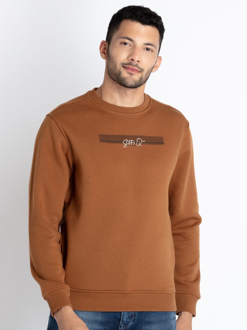 Mens Solid Round Neck Sweatshirt