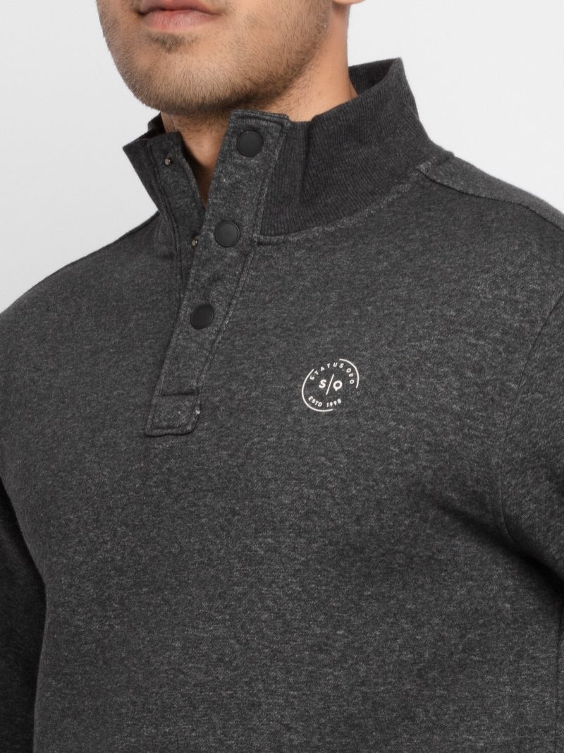 Mens Soild Dyed High Neck Sweatshirt