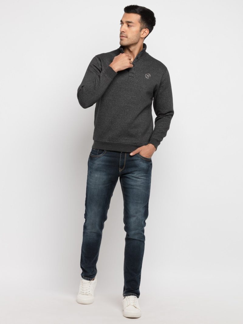 Mens Soild Dyed High Neck Sweatshirt