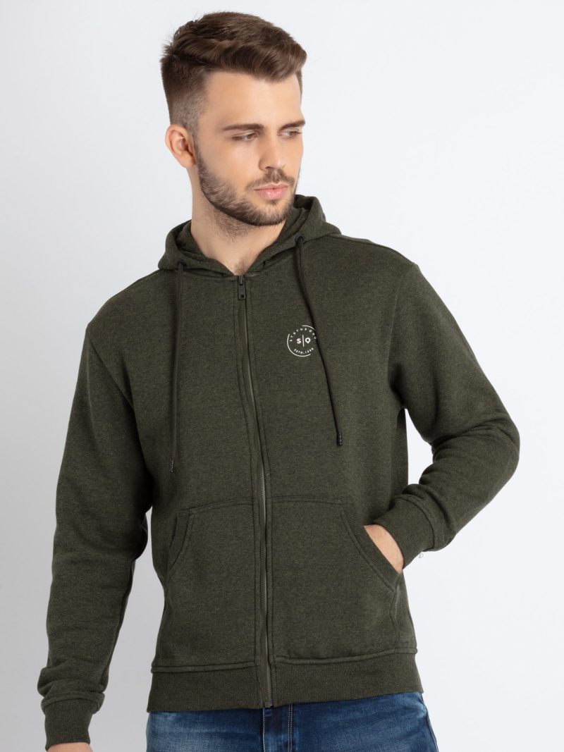 Mens Solid Hooded Sweatshirt