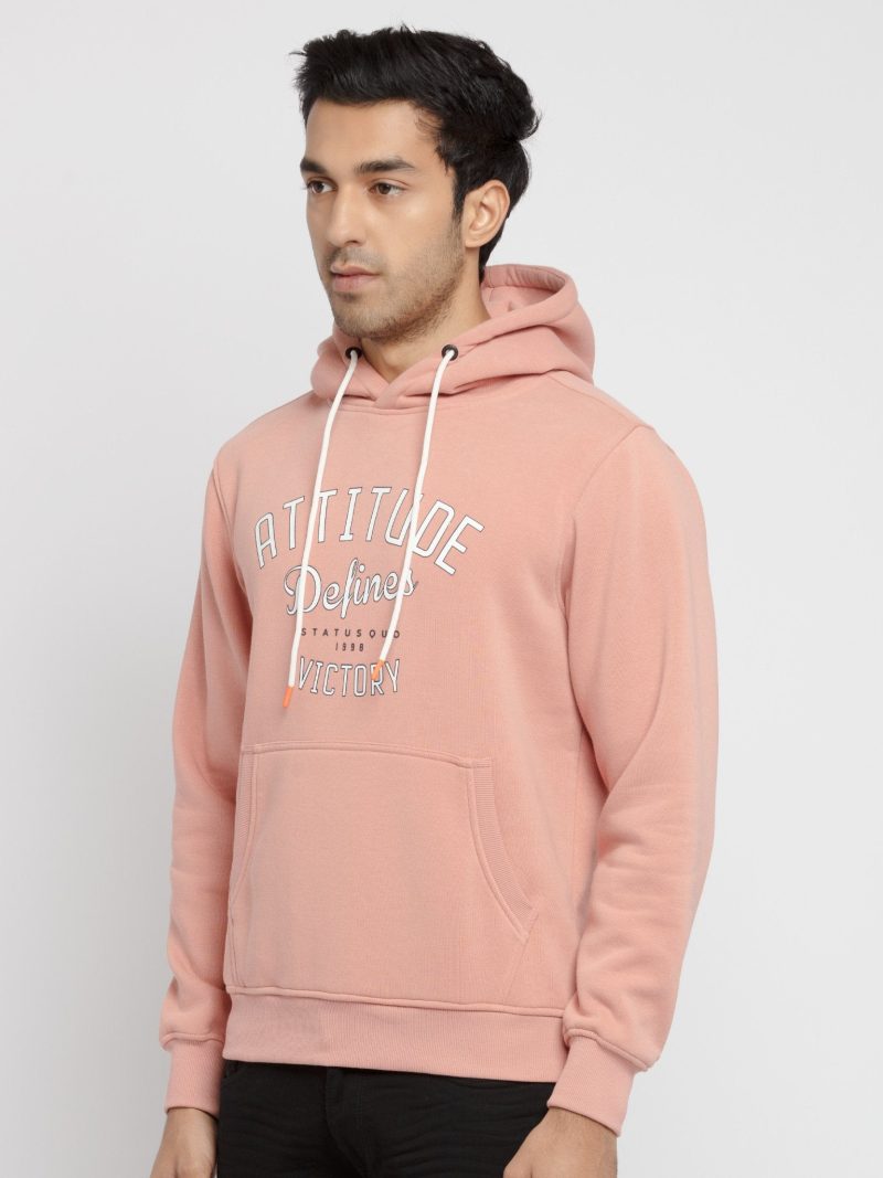 Mens Printed Round Neck Hooded Sweatshirt