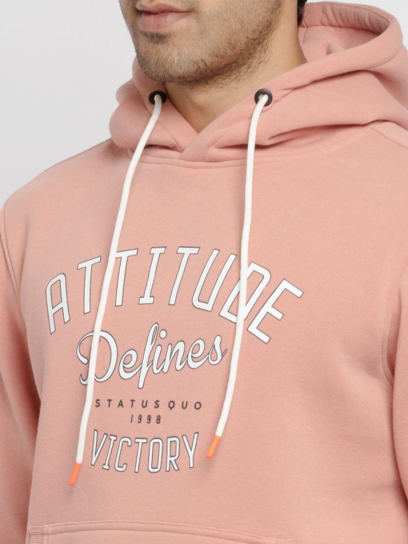 Mens Printed Round Neck Hooded Sweatshirt