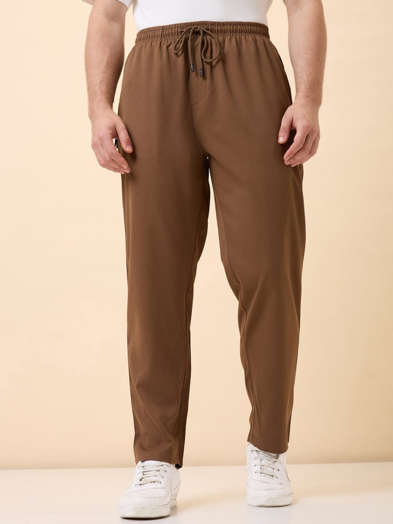 Status Quo Men'S Basic Solid Regular Fit Drawstring Track Pant With 4 Pockets