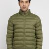Mens Solid Quilted Jacket With Pouch