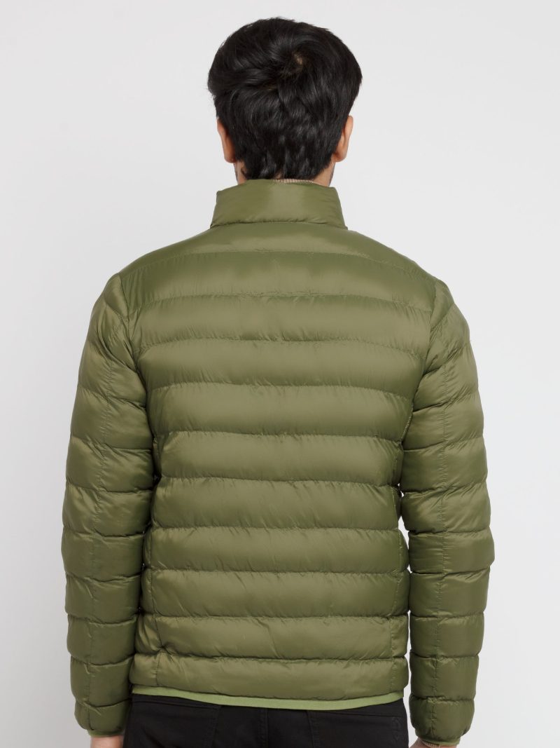 Mens Solid Quilted Jacket With Pouch