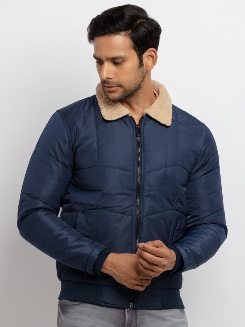 Mens Quilted Collar Neck Jacket