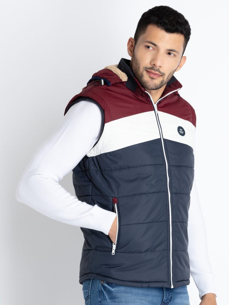 Mens Quilted Sleeveless Hooded Jacket