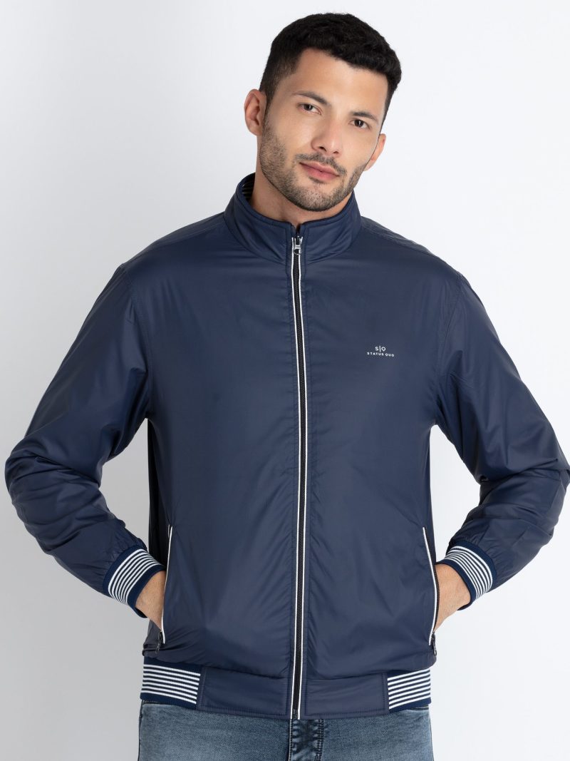 Mens Solid High Neck Lightweight Jacket