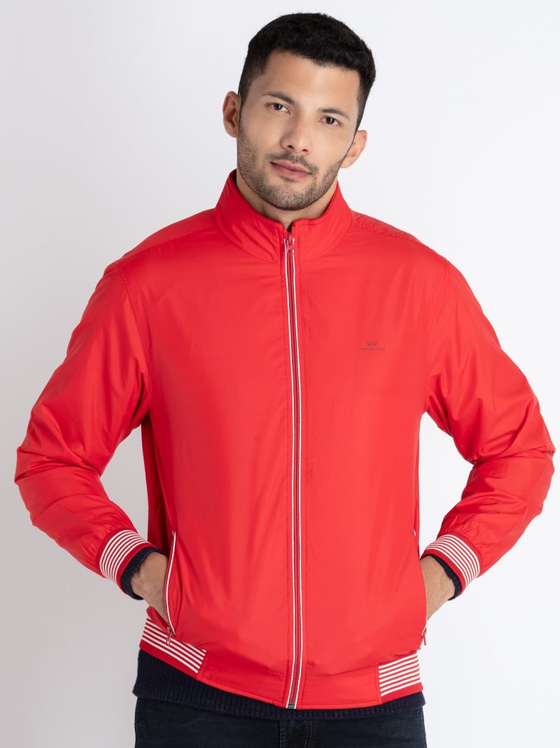 Mens Solid High Neck Lightweight Jacket
