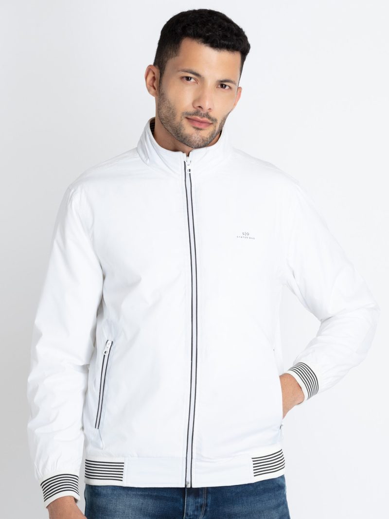 Mens Solid High Neck Lightweight Jacket