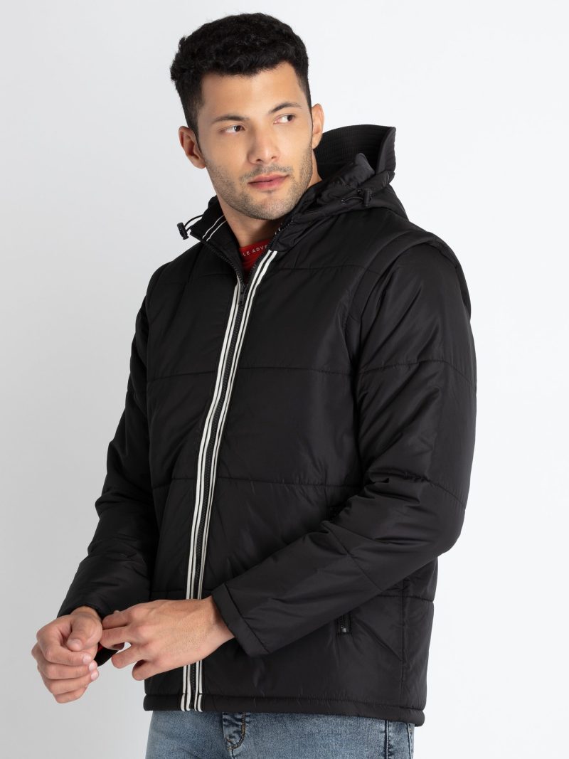 Mens Solid Jacket With Detachable Sleeves