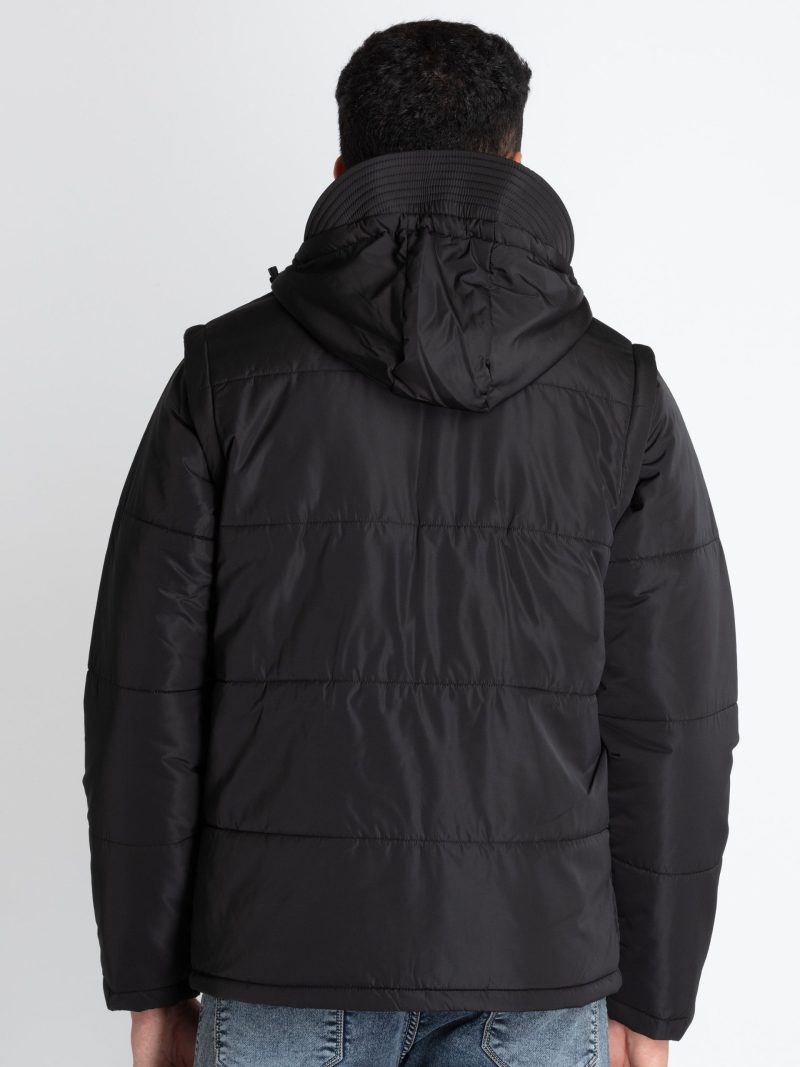 Mens Solid Jacket With Detachable Sleeves