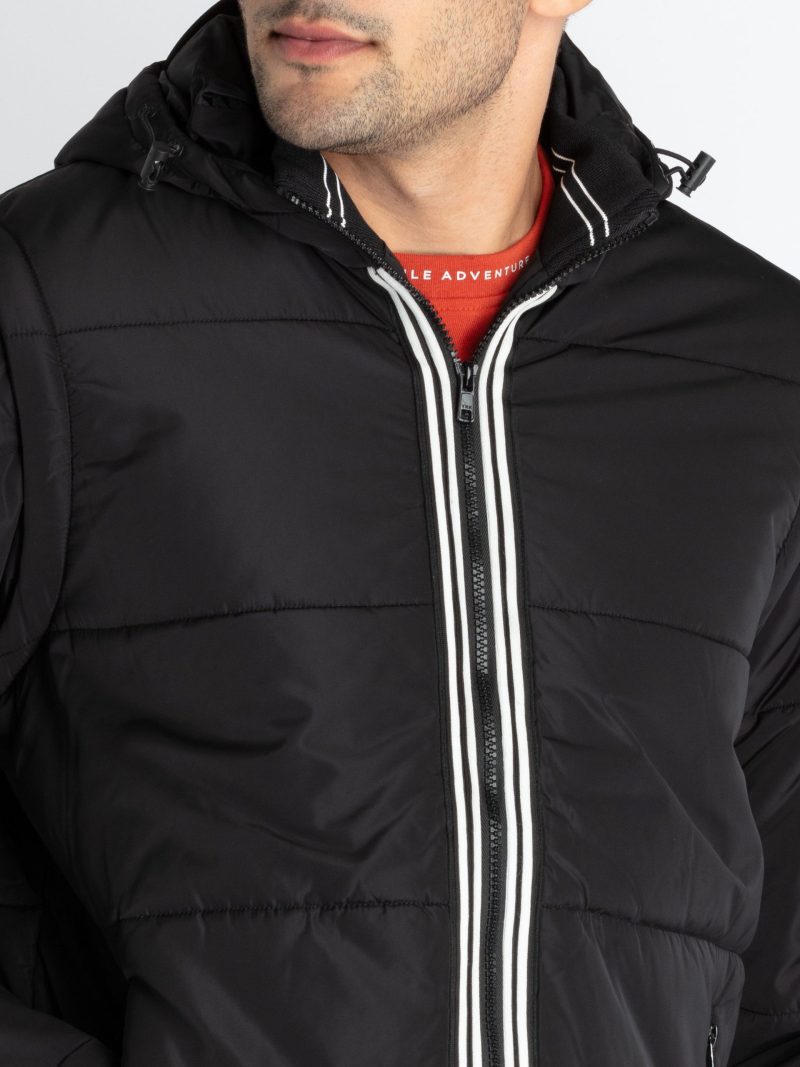 Mens Solid Jacket With Detachable Sleeves